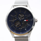 Tommy Hilfiger Spencer Skeleton Black Dial Silver Mesh Bracelet Watch for Men - 1791643 Authentic Buy Shop Now