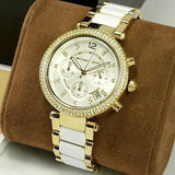 Michael Kors Parker White Dial Two Tone Steel Strap Watch for Women - MK6119 Authentic Buy Shop Now