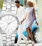 Michael Kors Channing Quartz White Dial Two Tone Steel Strap Watch For Women - MK6649 Authentic Buy Shop Now