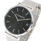 Coach Charles Black Dial Silver Mesh Bracelet Watch for Men - 14602144 Authentic Buy Shop Now