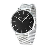Coach Charles Black Dial Silver Mesh Bracelet Watch for Men - 14602144 Authentic Buy Shop Now
