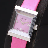 Gucci G-Frame Square Fuchsia Mother of Pearl Dial Fuchsia Leather Strap Watch For Women - YA128533 Authentic Buy Shop Now