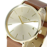 Coach Charles Gold Dial Brown Leather Strap Watch for Women - 14602433 Authentic Buy Shop Now