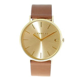 Coach Charles Gold Dial Brown Leather Strap Watch for Women - 14602433 Authentic Buy Shop Now