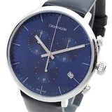 Calvin Klein High Noon Chronograph Blue Dial Black Leather Strap Watch for Men - K8M271CN Authentic Buy Shop Now
