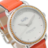 Coach Delancey White Dial Orange Leather Strap Watch for Women - 14502880 Authentic Buy Shop Now