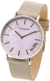 Coach Perry Mother of Pearl Dial Light Grey Leather Strap Watch for Women - 14503245 Authentic Buy Shop Now