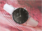 Daniel Wellington Classic Petite Bondi Black Dial White Leather Strap Watch for Women - DW00100286 Authentic Buy Shop Now