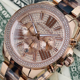 Michael Kors Wren Diamonds Rose Gold Dial Two Tone Steel Strap Watch for Women - MK6159 Authentic Buy Shop Now