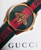 Gucci G Timeless Quartz Green & Red Dial Green & Red NATO Strap Watch For Men - YA126487A Authentic Buy Shop Now