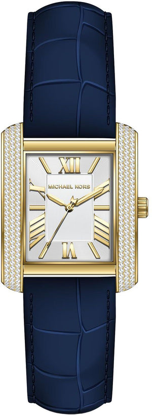 Michael Kors Emery Quartz Diamond Silver Dial Blue Leather Strap Watch For Women - MK2982 Authentic Buy Shop Now