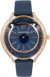 Swarovski Crystalline Aura Blue Dial Blue Leather Strap Watch for Women - 5519447 Authentic Buy Shop Now
