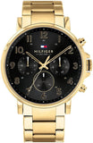 Tommy Hilfiger Daniel Chronograph Black Dial Gold Steel Strap Watch For Men - 1791978 Authentic Buy Shop Now