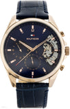 Tommy Hilfiger Baker Chronograph Quartz Blue Dial Blue Leather Strap Watch For Men - 1710451 Authentic Buy Shop Now