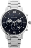Tommy Hilfiger Evan Chronograph Blue Dial Silver Steel Strap Watch For Men - 1710409 Authentic Buy Shop Now