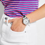 Guess Swirl Quartz Silver Dial White Silicone Strap Watch for Women - W1096L1 Authentic Buy Shop Now