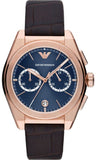 Emporio Armani Federico Chronograph Blue Dial Brown Leather Strap Watch For Men - AR11563 Authentic Buy Shop Now