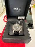 Hugo Boss Ikon Grey Dial Black Leather Strap Watch for Men - 1513177 Authentic Buy Shop Now