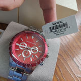 Michael Kors Layton Chronograph Red Dial Silver Steel Strap Watch For Men - MK8822 Authentic Buy Shop Now