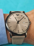 Emporio Armani Luigi Beige Dial Beige Leather Strap Watch for Men - AR11116 Authentic Buy Shop Now