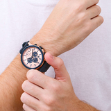 Armani Exchange Hampton Chronograph Rose Gold Dial Blue Silicone Strap Watch For Men - AX1730 Authentic Buy Shop Now