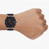 Guess Force Blue & Rose Gold Dial Blue Silicone Strap Watch For Men - W0674G2 Authentic Buy Shop Now
