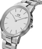 Daniel Wellington Iconic Link White Dial Silver Steel Strap Watch For Women - DW00100205 Authentic Buy Shop Now