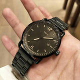 Fossil The Commuter Brown Dial Black Steel Strap Watch for Men - FS5277 Authentic Buy Shop Now