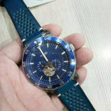 Fossil Crewmaster Sports Automatic Blue Dial Blue Leather Strap Watch for Men - ME3149 Authentic Buy Shop Now