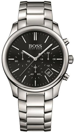 Hugo Boss Commander Black Dial Silver Steel Strap Watch for Men - 1513433 Authentic Buy Shop Now