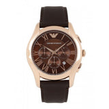 Emporio Armani Chronograph Brown Dial Brown Leather Strap Watch For Men - AR1701 Authentic Buy Shop Now