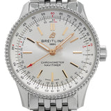Breitling Navitimer Automatic 35 White Dial Silver Steel Strap Watch for Men - A17395F41G1A1 Authentic Buy Shop Now