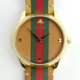 Gucci G Timeless Quartz Brown Dial Brown Leather Strap Unisex Watch - YA1264077 Authentic Buy Shop Now