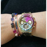 Guess Sugarrush Quartz Multicolor Dial Gold Steel Strap Watch For Women - GW0258L1 Authentic Buy Shop Now