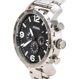 Fossil Nate Chronograph Black Dial Silver Steel Strap Watch for Men - JR1353 Authentic Buy Shop Now