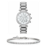 Michael Kors Parker Mother of Pearl Dial Diamonds Silver Steel Strap Watch for Women - MK5572 Authentic Buy Shop Now