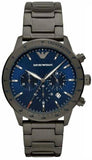 Emporio Armani Mario Chronograph Blue Dial Grey Steel Strap Watch For Men - AR80045 Authentic Buy Shop Now