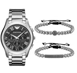 Emporio Armani Valente Chronograph Quartz Black Dial Silver Steel Strap Watch For Men - AR11083 Authentic Buy Shop Now