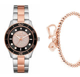 Michael Kors Runway Quartz Black Dial Two Tone Steel Strap Watch For Women - MK6960 Authentic Buy Shop Now