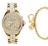 Michael Kors Wren Diamonds Gold Dial Two Tone Steel Strap Watch for Women - MK6157 Authentic Buy Shop Now