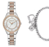 Michael Kors Lauryn Quartz Mother of Pearl White Dial Two Tone Steel Strap Watch For Women - MK4366 Authentic Buy Shop Now