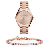 Michael Kors Slim Runway Rose Gold Dial Two Tone Steel Strap Watch for Women - MK4294 Authentic Buy Shop Now