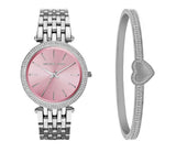Michael Kors Darci Crystal Pink Dial Silver Stainless Steel Strap Watch for Women - MK3352 Authentic Buy Shop Now