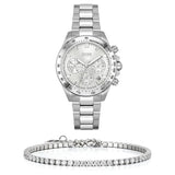 Hugo Boss Novia Chronograph Silver Dial Silver Steel Strap Watch for Women - 1502616 Authentic Buy Shop Now