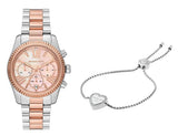 Michael Kors Lexington Chronograph Rose Gold Dial Two Tone Steel Strap Watch For Women - MK7219 Authentic Buy Shop Now