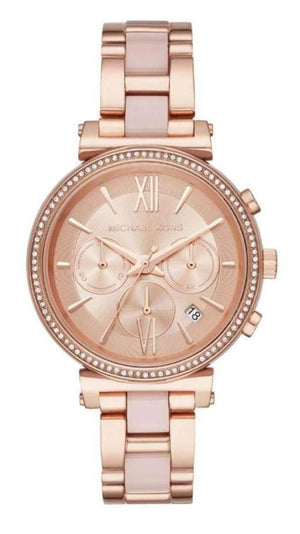 Michael Kors Sofie Chronograph Rose Gold Dial Rose Gold Steel Strap Watch For Women - MK6560 Authentic Buy Shop Now