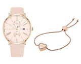 Tommy Hilfiger Jenna Analog Pink Dial Pink Leather Strap Watch for Women - 1782071 Authentic Buy Shop Now