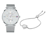 Tommy Hilfiger Jenna Quartz Silver Dial Silver Mesh Bracelet Watch For Women - 1781942 Authentic Buy Shop Now