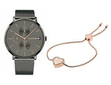Tommy Hilfiger Jenna Multifunction Grey Dial Grey Mesh Bracelet Watch For Women - 1781945 Authentic Buy Shop Now