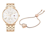 Tommy Hilfiger Jenna Quartz White Dial Rose Gold Steel Strap Watch for Women - 1782070 Authentic Buy Shop Now